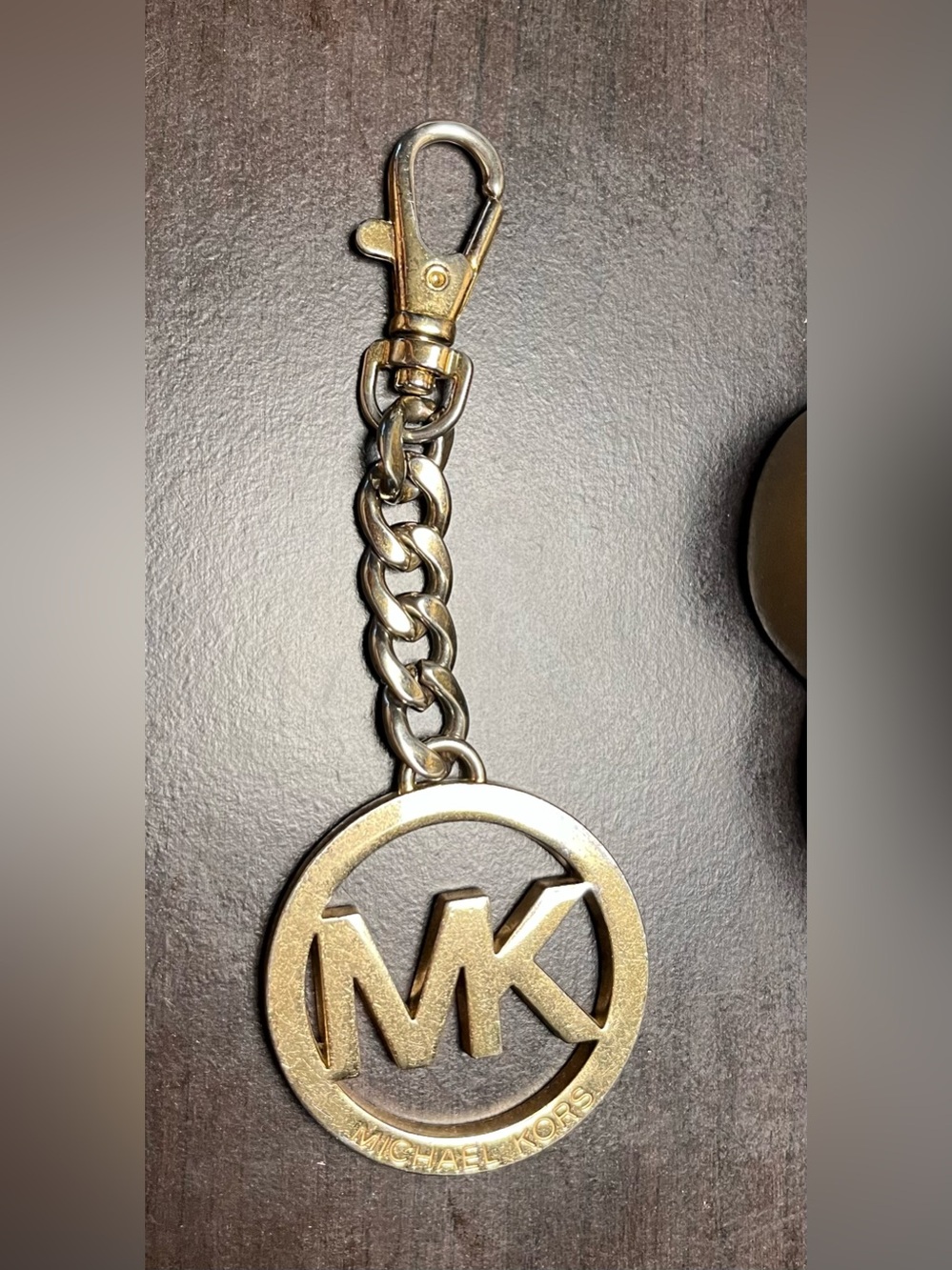 Michael Kors Gold MK Circle Logo Keychain Charm pre loved - Picture 3 of 5